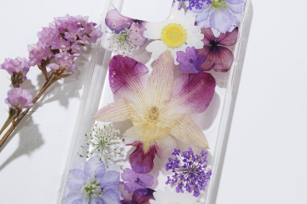 Pressed Flower Real Dried Floral Orchid Phone Case