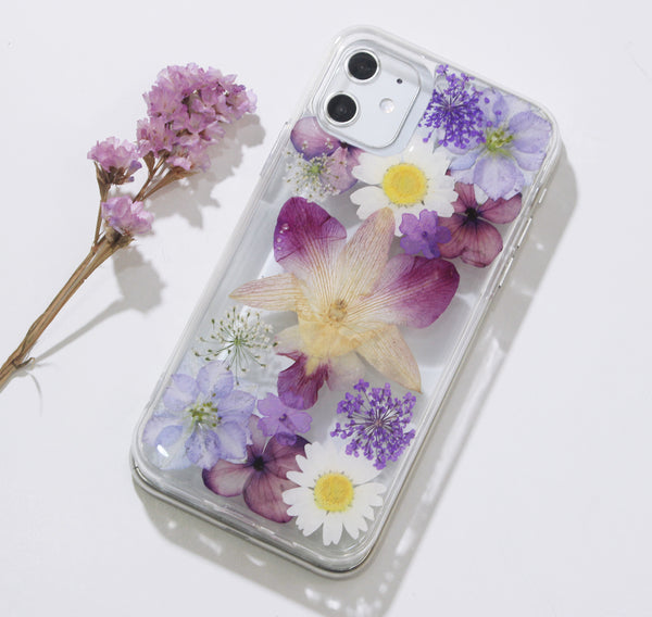 Pressed Flower Real Dried Floral Orchid Phone Case