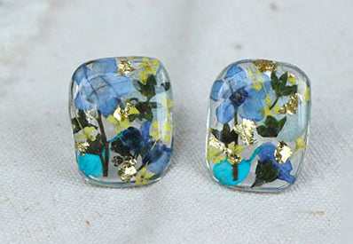 Pressed flower Forget Me Not Stud Earrings