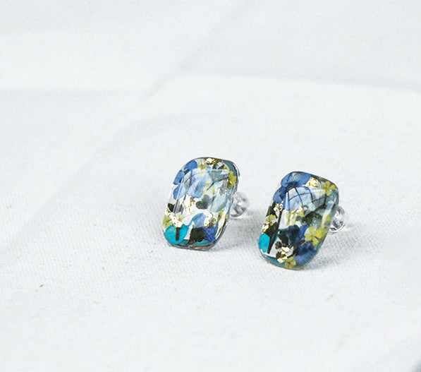 Pressed flower Forget Me Not Stud Earrings