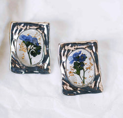 Pressed flower Forget Me Not nature Stud Earrings