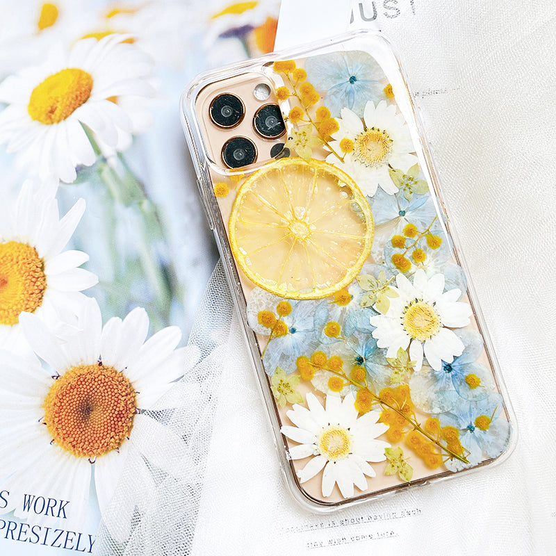 Pressed Flower Real Dried Floral Lemon Phone Case