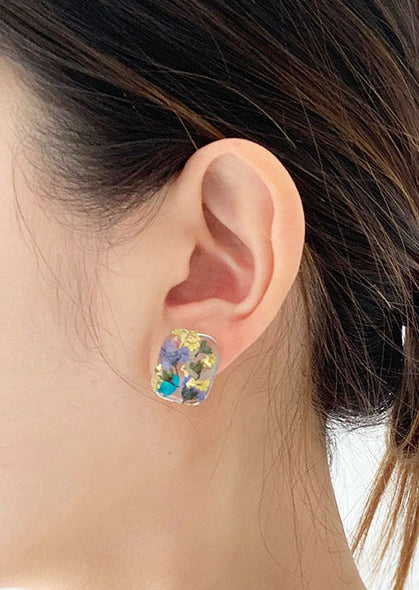 Pressed flower Forget Me Not Stud Earrings