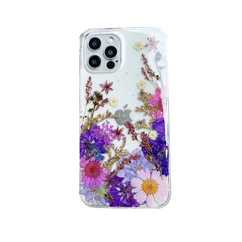 Pressed Real Dried Flower Purple Phone Case