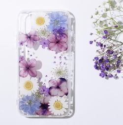 Handmade Real Natural Pressed Flower Hydrangea Floral Clear Phone