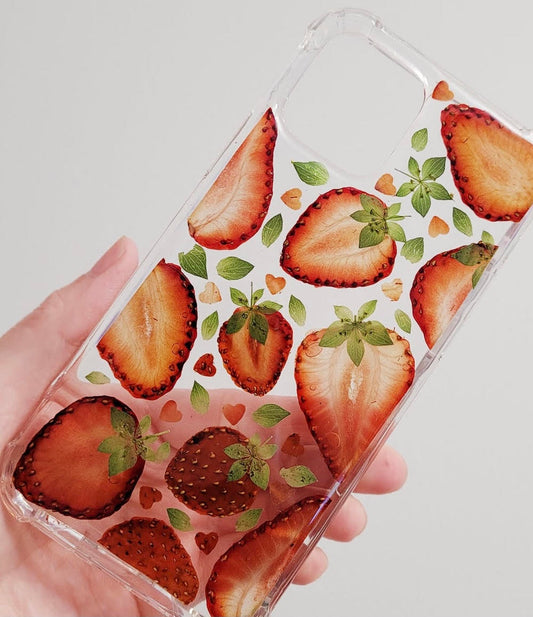 Pressed Flower Real Dried Strawberry Fruit Phone Case